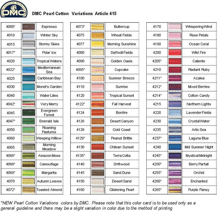 Carta colores DMC Pearl Variations - DMC Pearl Variations Color Card