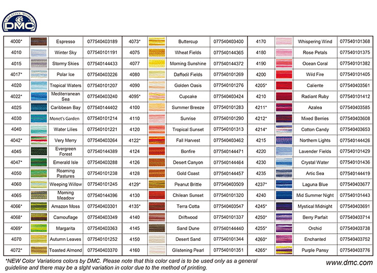 Carta colores DMC Variations - DMC Variations Color Card